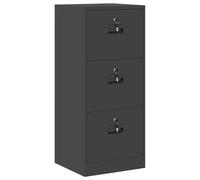 Archivador negro 45,5 x 42 x 106,5 cm acero frío | Cerradura de cilindro, estantes extensibles, estilo industrial, para oficina y estudio