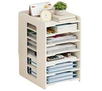 Archivador, Sistema De Almacenamiento, Organizador De Escritorio, Clasificador De Documentos con 4 Estantes, Organizador De Papel De Madera para Cartas Y Archivos(7L/A)