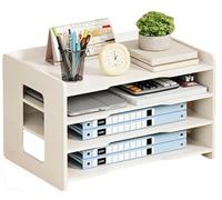 Archivador, Sistema De Almacenamiento, Organizador De Escritorio, Clasificador De Documentos con 4 Estantes, Organizador De Papel De Madera para Cartas Y Archivos(4L/B)