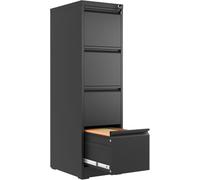 Archivadores, 4 Drawer File Cabinet with Lock, Cabinet for Letter/Legal/A4/F4 Size File,Assembly Require(Black)