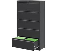 Archivadores, File Cabinets 4 Drawer,Metal Office Storage Filing Cabinet with Lock,Assembly Require,White(Black,D15.75"*W35.43"*H64.09")