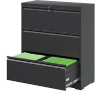 Archivadores, File Cabinets 4 Drawer,Metal Office Storage Filing Cabinet with Lock,Assembly Require,White(Black,D15.75"*W35.43"*H40.39")