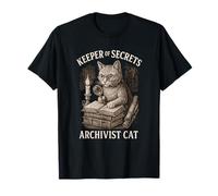 Archivero Cat Keeper of Secrets, Amante de los Libros Antiguos Camiseta