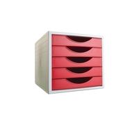 Archivo 2000 Archivotec Serie 4005, Pack de 5 cajones, Color Rojo