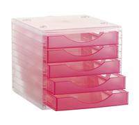 Archivo 2000 Archivotec Serie 4000 - Módulo de 5 cajones, color fucsia traslúcido