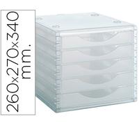 Fichero cajones de sobremesa archivo 2000 260x270x340 mm apilables 5 cajones transparente translucido