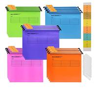 Archivo Carpetas Colgantes Polipropileno, Carpeta colgante reforzada, tamaño A4, con pestañas e insertos de Tarjeta para Archivadores, oficina organización, trabajo en casa, Paquete de 20