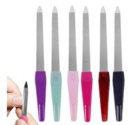 Archivo de clavos de 6 piezas, archivos de dedos de acero inoxidable de 6 colores con manija de plástico, archivos de uñas de pulgadas para uñas naturales, doble lado para la manicura, pedicura, pa