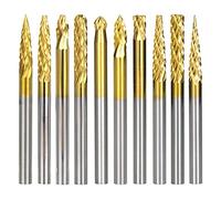 Archivo rotario para madera de metal 3x3mm tungsteno carburo rebabilizadores rotativos herramientas de carpintería titanio recubierto mini archivo-10pcs doble corte