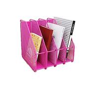 Archivos de escritorio de metal, Desktop File Folder Organizer Vertical Rack Multicolor(Red)