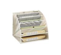 Archivos de escritorio de metal, Metal A4 File Organizer Fan-Shaped 6 Compartment Mesh Tray Multicolor 35x28x28cm(White)