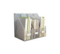 Archivos de escritorio de metal, Metal Document Holder With 3 Vertical Compartments Multicolor For Office Home School(White)