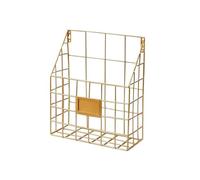 Archivos de escritorio de metal, Wall Mounted Metal Magazine File Holder Multicolor(Gold)