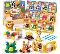 Arcilla para Modelar Ligera, 12PCS Kit de Modelado Animales, Manualidades DIY Niños, Plastilina Autosecante con Herramientas y Guía, Regalo Creativo Cumpleaños para Niños y Niñas a partir de 3 Años
