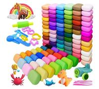 Arcilla polimérica de secado al aire 100 colores con 13 herramientas, set grande de masa modeladora suave no tóxica para artesanía manual y creación artística