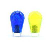 Arcity 2 piezas Arcade Joystick Oval Bat Top Topper perilla bola superior superior amarillo y azul transparente manija perilla tipo americano estilo para Zippy SANWA SEIMITSU Arcade1up gabinete de consola de máquina nuevo