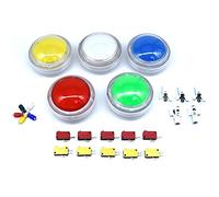 Arcity 5 piezas 100 mm Arcade botón LED cúpula iluminada 4 pulgadas convexa con microswitch para Jamma MAME Pop'n Music Game Machine Gabinete consola 5 colores duradero nuevo