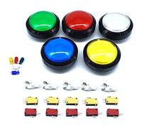 Arcity HY-SHANL108-1 - Juego de 5 botones de arcada de 100 mm iluminados con luz LED convexa con microinterruptor para consola Jamma MAME Pop'n Music Game Machine y gabinete, 5 colores nuevos,