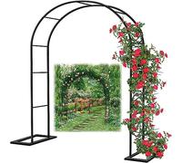 Arco de acero para jardín, enrejado de metal resistente a la intemperie para plantas trepadoras, arco de jardín independiente, ancho ajustable de 1,2 m a 3,5 m, elegante diseño negro para decoración