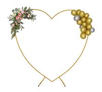 Arco de boda, 2,0 x 2,1 m, forma de corazón, arco de globos, estructura desmontable, tubos de hierro engrosados, soporte estable para bodas y aniversarios (dorado)
