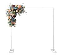 Arco de boda blanco desmontable de 2,4 m x 2,4 m, soporte de metal, perfecto para bodas, aniversarios, fiestas de cumpleaños, baby showers y citas románticas, decoración de jardín con base cuadrada