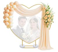 Arco de boda con forma de corazón dorado, 2 x 2 m, diseño de corazón con 2 bolsas de agua, soporte en forma de corazón para bodas, baby shower, cumpleaños, aniversarios