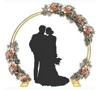 Arco de Boda de Metal de Servicio Pesado Anti-Rust, Moon Gate Gold/Black/White, Circle Garden Arbor Archway para decoración de Fiestas Nupciales, Decoraciones de Jardines