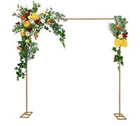 Arco de boda de metal dorado cuadrado, 3 alturas ajustables (1-3 m), soporte de fondo estable con base para bodas, cumpleaños, aniversarios y decoración de fiestas