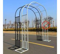 Arco de boda de metal verde alto, enrejado de árbol de rosas de acero Du pesado para decoración de bodas, 267 cm de altura, 220 x 40 cm, telón de fondo negro para ceremonia al aire libre