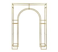 Arco de boda dorado, arco metálico doble, soporte de ceremonia de metal dorado, diseño moderno y montaje rápido, ideal para ceremonias de boda, cumpleaños, decoración
