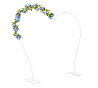 Arco de boda, en forma de corazón, arco de boda con base ampliada, soporte de decoración, marco de flores, soporte de fondo para fiestas, decoración de fotomatón (blanco)