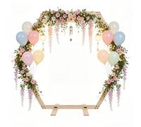 Arco de boda hexagonal, soporte de madera, soporte de fondo, decoración para fiestas, bodas, cumpleaños, fiestas de baile, jardín