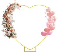 Arco de Boda,Kit de Arco de Globos,Arco Corazón de Metal,2m x 2 m Soporte de aro de Globo,Soportes de Arco de Dorado,para Bodas,Sumpleaños,Baby Shower,Bautizo,Comunion