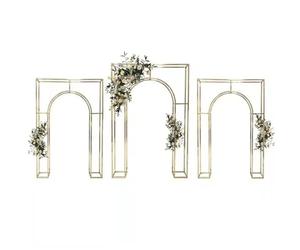 Arco de Boda Kit de soporte for arco boda geométrico (1/3 piezas) - Marco floral dorado brillante, decoración for fiestas en el jardín al aire libre para Bodas(Hiny Gold 3pcs)
