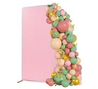 Arco de boda rectangular, 1 m x 2 m, arco de boda dorado para ceremonia, arco de globo con funda de spandex (arco de boda rosa)