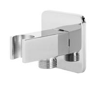 Arco de conexión de pared con soporte de ducha, soporte de ducha de mano con codo de conexión de pared de 1/2", conector de manguera cromado con soporte de ducha, soporte universal para ducha, fácil