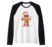 Arco de Coqueta de Leopardo de Jengibre de Navidad con Caramelo de café Helado Camiseta Manga Raglan