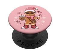 Arco de Coqueta de Leopardo de Jengibre de Navidad con Caramelo de café Helado PopSockets PopGrip Adhesivo