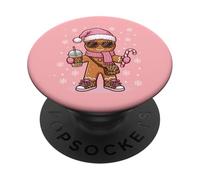 Arco de Coqueta de Leopardo de Jengibre de Navidad con Caramelo de café Helado PopSockets PopGrip Adhesivo