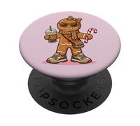 Arco de Coqueta de Leopardo de Jengibre de Navidad con Caramelo de café Helado PopSockets PopGrip Adhesivo