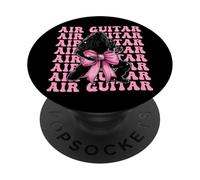 Arco de coqueta para guitarrista de Air Guitar Girl Pink Ribbon PopSockets PopGrip Adhesivo