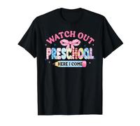 Arco de Coqueta Regreso a la Escuela Cuidado Preescolar Aquí Vengo Camiseta gráfica económica, Hombre, Negro, M
