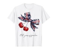 Arco de croqueta con Bandera Americana y Cerezas para Mujeres, Madres e Hija Camiseta