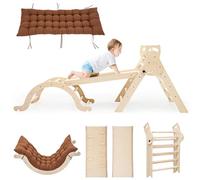 Arco de escalada para interiores a partir de 1.5, 2 y 3 años, Montessori Indoor Playground 5 en 1 Triángulo de escalada con tobogán arco de escalada con cojín pared de escalada, regalos para niños y