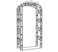 Arco de Flores En Estilo Rústico I Arco De Rosas para Jardín con Florales Motivos I Arco Decorativo para Eventos En Metal Pulverizado I, Color:Negro