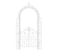Arco de flores para jardín con puerta grenada metal blanco antiguo 36x144x270 cm