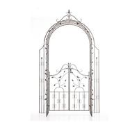 Arco de flores para jardín con puerta grenada metal bronce 36x144x270 cm