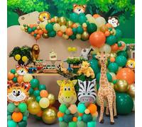 Arco de Globos Animales de la Selva. Decoracion Animales de la Selva. Decoracion Cumpleaños Infantil con 161 pcs Globos Cebras, Jirafas, Leones, Tigres, Monos. Fiesta Safari Decoración Cumpleaños Niño