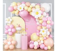Arco de globos de flores de margarita, kit de guirnalda de globos de flores, groovy bohemio, macaron globos de fiesta de cumpleaños para niñas novia baby shower boda carnaval decoraciones de fiesta