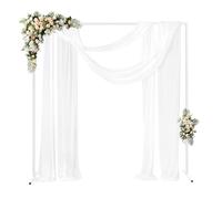Arco de globos de metal para boda, 2 x 2 m, cuadrado, blanco, arco ceremonial, desmontable, resistente y reutilizable, para bodas, cumpleaños, fiestas, jardín (incluye tuercas de mariposa)